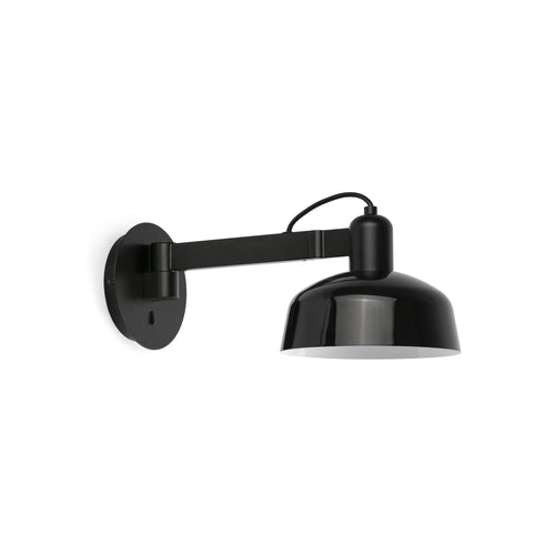 Faro Tatawin Arm Koepelwandlamp, glanzend zwart 1x E27