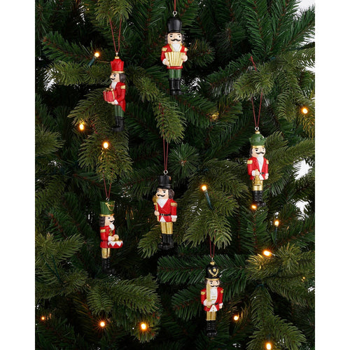 Mica Decorations Kerstornament Notenkraker - Set van 6 - L4 x B2 x H11 cm - Polyester - Rood