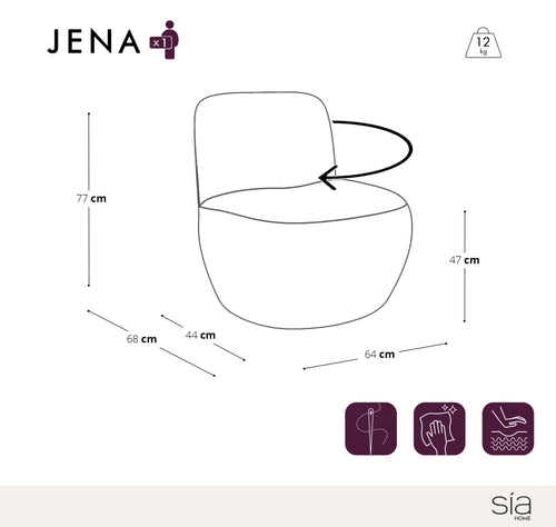Sia Home - Draaibare fauteuil JENA - stof met textuur en patroon kaki 65cm