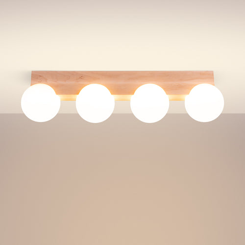 Sollux Lighting Plafondlamp BULBO 4 natuurlijk hout - 63x12x16cm