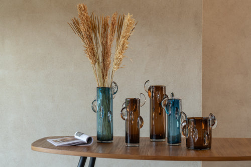 J-Line vaas Steggy Laag - glas - bruin - Ø 25 cm - vtwonen shop