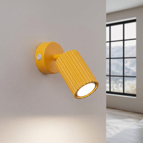 Sollux Lighting Wandlamp KARBON geel met schakelaar - 8x16x16cm