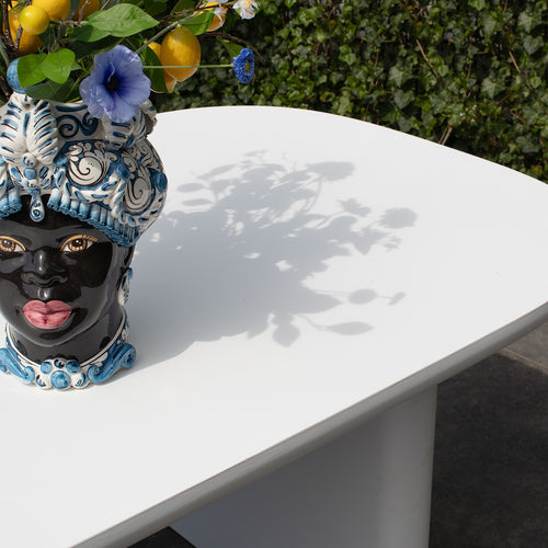 Giga Meubel Tuintafel Maya - Deens Ovaal - Wit Betonlook - 300x100x75cm