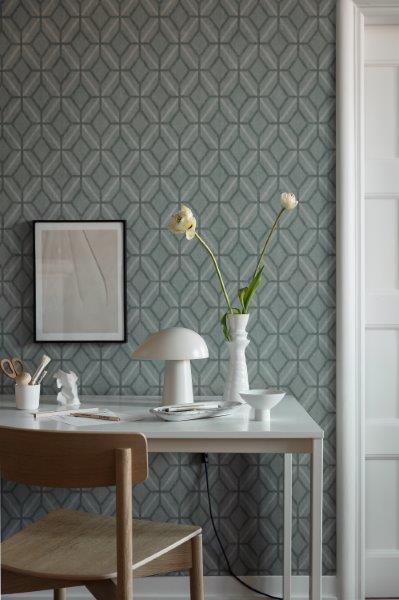 Borastapeter behang grafisch motief groen - 53 cm x 10.05 m - 660548 - vtwonen shop