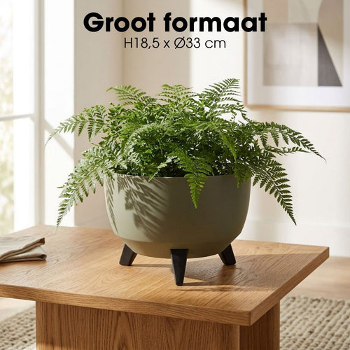 Mica Decorations Doppio Plantenbak op Poten - 18,5 x Ø33 cm - Plantenbakken voor Buiten - Bloembakken voor Balkon - Gerecycled Plastic - Lichtgroen