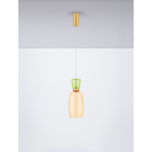 Nova Luce PLUMA Slanke hanglamp voor aan het plafond, glanzend lichtgroen, geel, goud, LED 5W 450lm 3000K