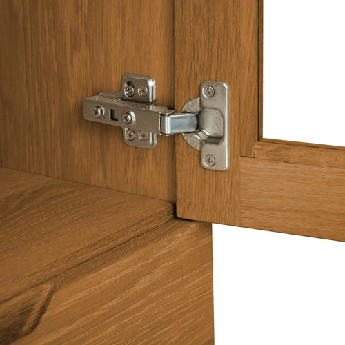 Furnhouse vitrinekast Kerteminde - Natuurlijk eikenhout - MDF, Eikenfineer, Glas - 45x100x190