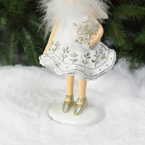 Sia Deco - Fillette kerstfiguurtje met engel ster - Wit / 20 cm - Wit - Hars - H20 - vtwonen shop