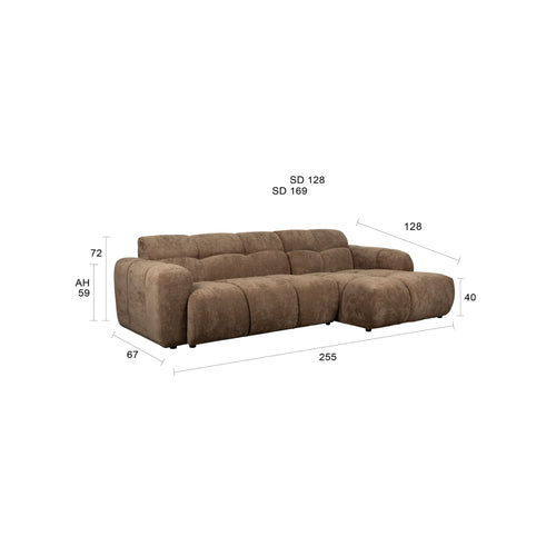 Housecraft Living Vento 3,5-Zitsbank Rechts Bruin