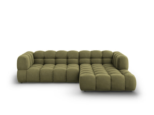Cosmopolitan Design Modulaire hoekbank rechts Sky 4-zits, flueel, lichtgroen - 162x272x70cm