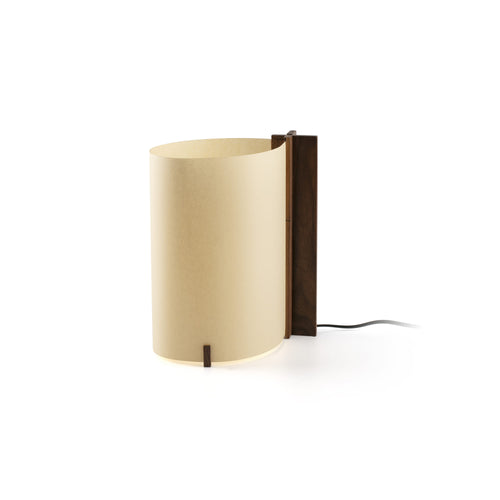 Faro Cata Cata LED-tafellamp, walnootkleur, beige kap, 2200K