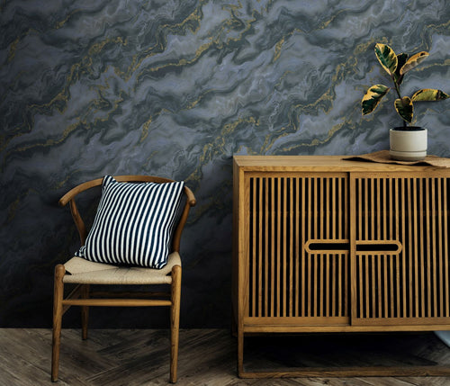 Erismann behang marmer blauw en goud - 53 cm x 10.05 m - 662368 - vtwonen shop