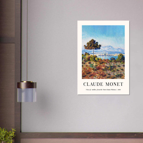 Artfulprints Poster met Lijst Claude Monet - View of Antibes, from the Notre-Dame Plateau   - A4 21x29.7 cm - Blauw