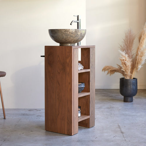 Tikamoon Massief notenhouten badmeubel, links - Donkerbruin - vtwonen shop