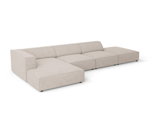 Cosmopolitan Design linker hoekbank Arendal 5-zits, chenille met ribbeleffect, donkerbeige - 166x341x70cm