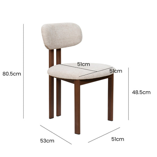 Giga Meubel Eetkamerstoel Noor - Beige/Brons - 51x53x81cm - Set van 2 - vtwonen shop