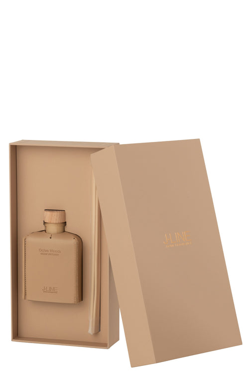 J-Line geurstokjes - Ochre Woods - leder - bruin - 100ml