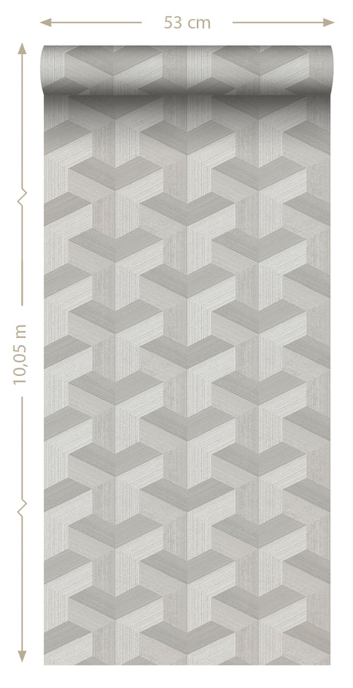 Origin Wallcoverings behang grafisch 3D motief grijs - 50 x 900 cm - 347999 - vtwonen shop