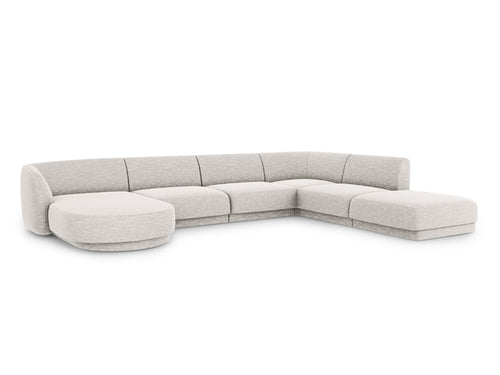 Micadoni Panoramische hoekbank rechts Miley 6-zits, structurele stof geld - 255x330x70cm