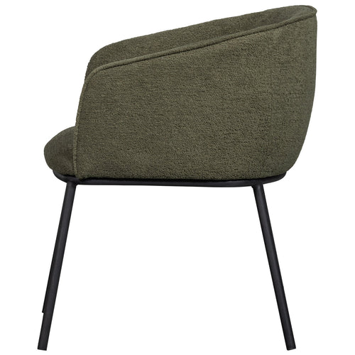 WOOOD eetkamerstoelen Leon - Bouclé - Bosgroen - Set van 6