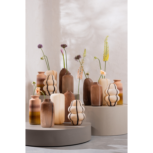 WOOOD vaas met streep Arles - Glas - Naturel - vtwonen shop