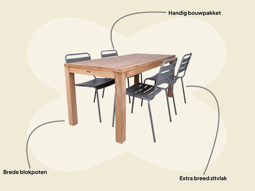 MaximaVida tuinset Java 150 cm muisgrijs
