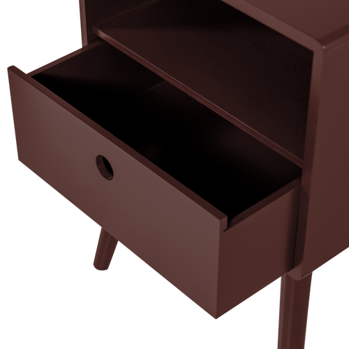 WOOOD nachtkastje Ozzy - MDF - Bordeauxrood - 53x36x30