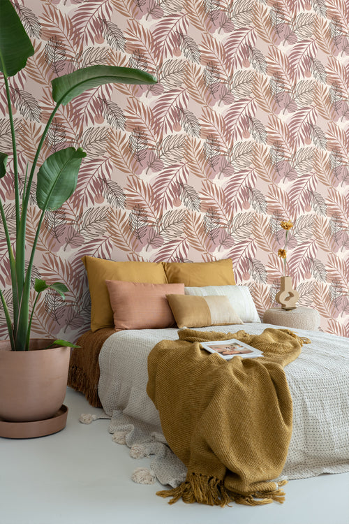 ESTAhome behang bladeren beige en oudroze - 50 x 900 cm - 139821 - vtwonen shop