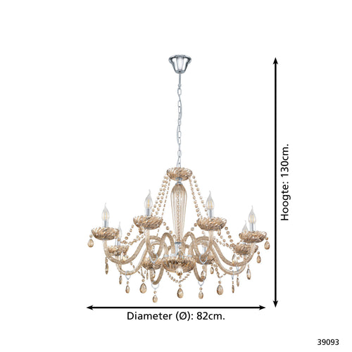 Stars of Light  hanglamp Basilano - e14 - ø 82 cm - chroom/cognac