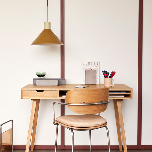 Hübsch eetkamerstoelkussen Arch - leer - 44x44xh5cm - vtwonen shop