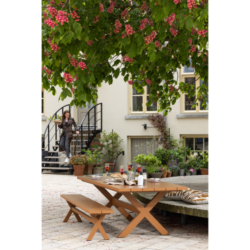 WOOOD picknicktafel tuin Delta - Aluminium - Terra - 75x220x105 - vtwonen shop