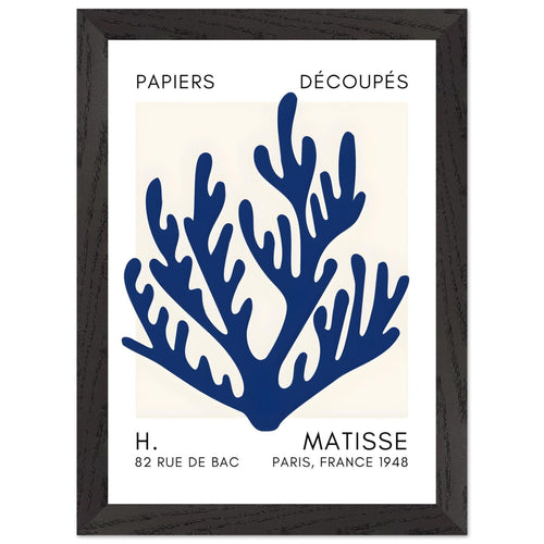 Artfulprints Poster met Lijst Matisse – Coral harmony navy blue II   - A4 21x29.7 cm - Blauw