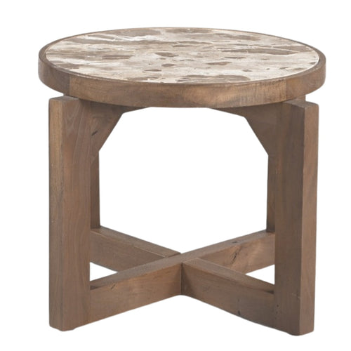 DÉJA Living Salontafel Juuka - Donkerbruin Marmer - Ø60cm