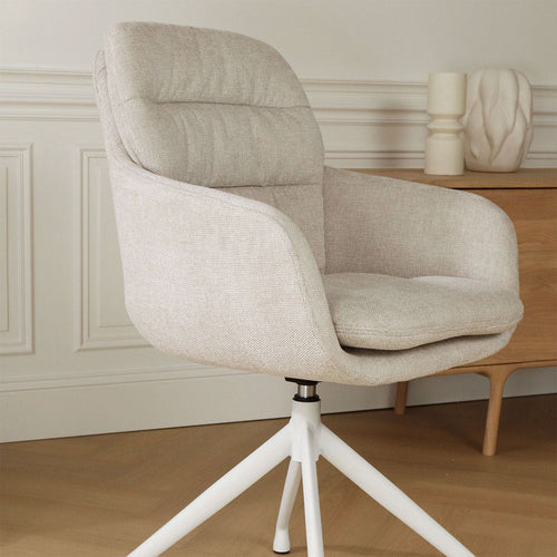 Nolon Nola-Mia Eetkamerstoel Beige - Draaibaar - Armleuning - Wit - vtwonen shop