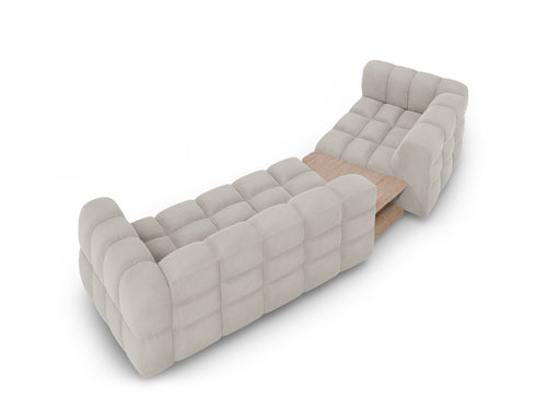 Cosmopolitan Design linker modulaire bank Sky 3-zits, flueel, lichtbeige - 148x353x70cm