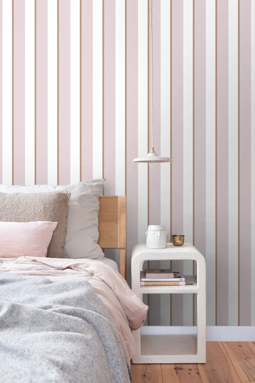 ESTAhome behang strepen lila paars en wit - 50 x 900 cm - 131907