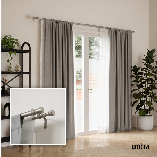 Umbra uitschuifbare dubbele gordijnroede Cappa - 309 x 14 x 7 cm - Nikkel/staal