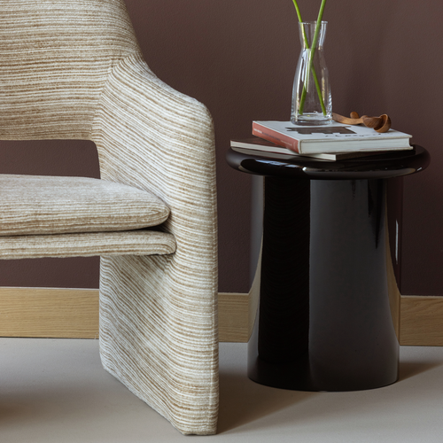 WOOOD bijzettafel Mavon - MDF Hoogglans - Donkerbruin - 45x40x40