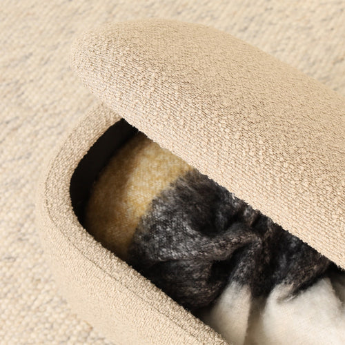 Nolon Juna bankje met opbergruimte bouclé taupe - 95 x 37 cm