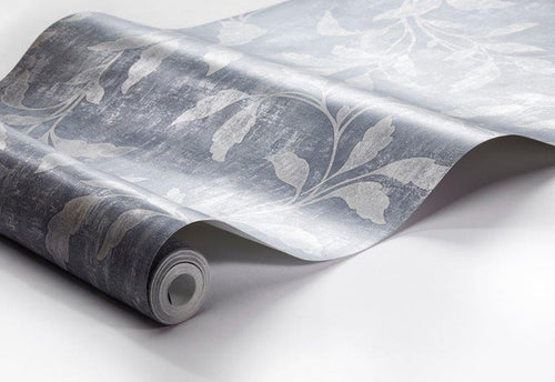 Borastapeter behang bladeren vergrijsd blauw - 53 cm x 10.05 m - 660255 - vtwonen shop