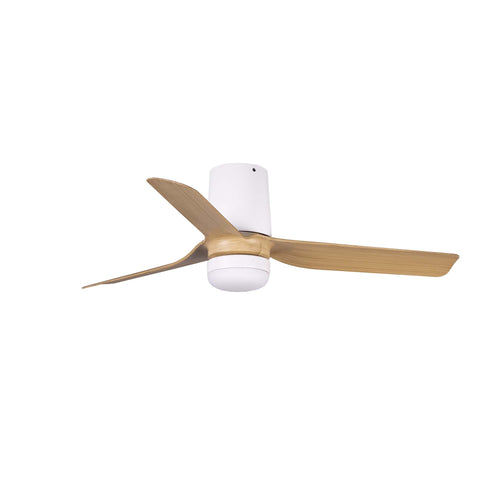 Faro Mini Mini Punt Tub 90cm LED plafondventilator mat wit, esdoornhouten bladen CCT