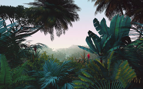 Komar fotobehang jungle-motief groen en petrolblauw - 400 x 250 cm - 611230