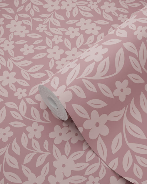 ESTAhome behang bloemetjes mauve paars - 50 x 900 cm - 131443 - vtwonen shop