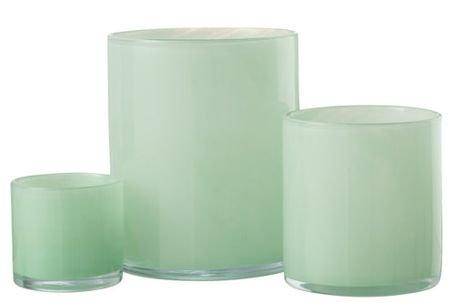 J-Line windlicht Jade - glas - lichtgroen - large - vtwonen shop