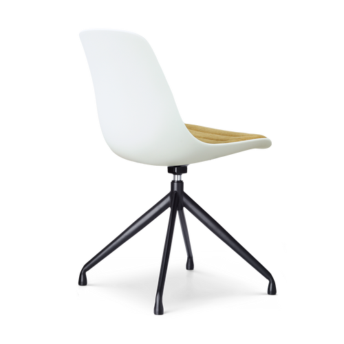 Nolon Nola-Liv draaibare eetkamerstoel wit met warm oker zitkussen - zwart onderstel