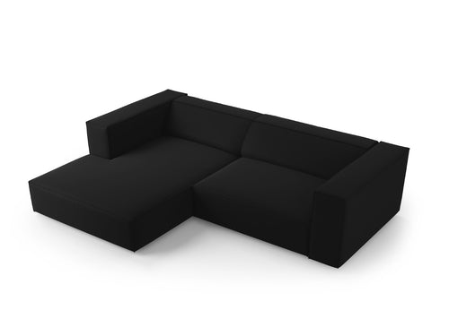 Cosmopolitan Design linker hoekbank Arendal 3-zits, flueel, zwart - 166x224x70cm