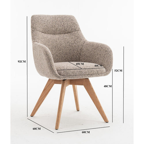 DÉJA Living Eetkamerstoel Noé - Taupe/Naturel - Draaibaar - Set van 2 - vtwonen shop