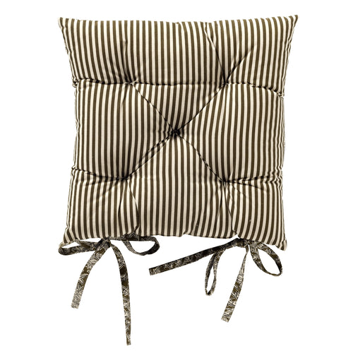 JOELLE - stoelkussen 40x40 cm - bloemenmotief - met striklinten - Green Moss - groen