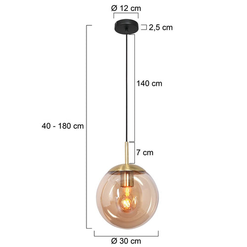 Steinhauer hanglamp bollique - 1 lichts - 30  x 175   cm - zwart - vtwonen shop