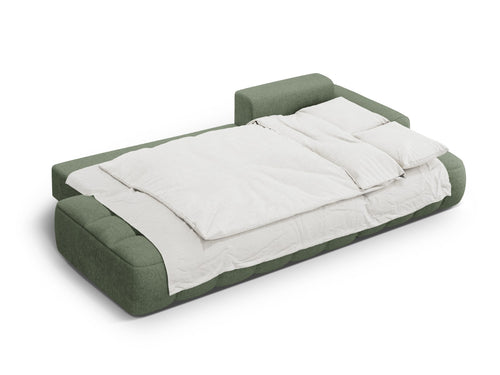 Cosmopolitan Design Converteerbare hoekbank rechts met opbergdoos Linz 3-zits, structurele stof donker olijfgroen - 142x275x84cm